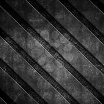 Grunge diagonal stripes on a perforated metal background