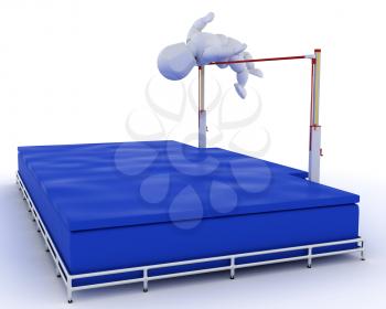 3D render of a man competing in the high jump