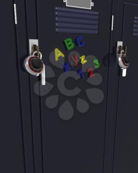 3D Render of a School gym locker