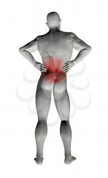 3D render of a man with back pain