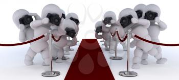 3D render of Paparazzi at the red carpet