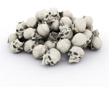 3d render of a pile of human skulls