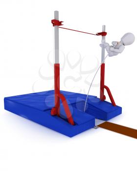 3D render of a man competing in the pole vault