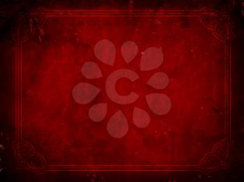 Red detailed grunge background with decorative border