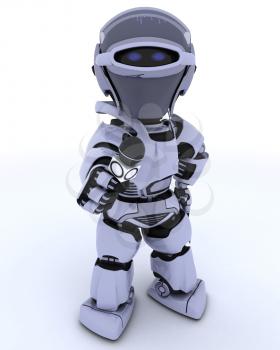 3D render of a Robot with a reporters microphone
