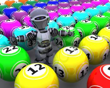 3d render of a robot with bingo balls