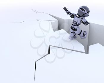 3D render of a robot on a cliff edge