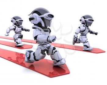 3D render of Robots leading the race