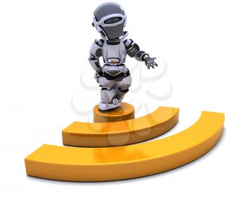 3D render of a Robot with RSS symbol
