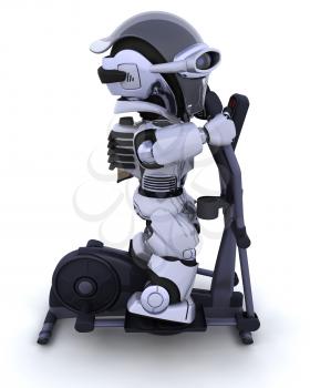3D render of a robot on a crosstrainer