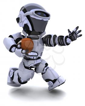 3D render of a Robot playing american football