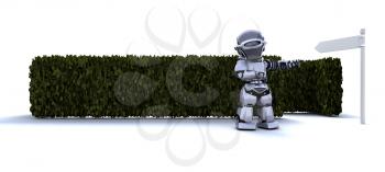 3D render of a Robot at the start of a maze