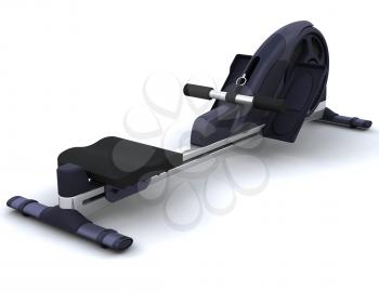 3D render of a rowing machine isolated on white