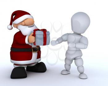 3D render of a white character and santa claus