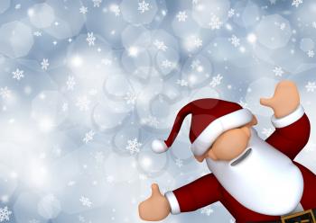 Cute Santa Claus on a snowflake background