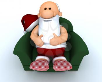 3D Render of Santa having a day off