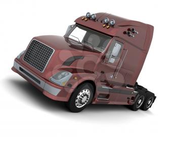 3D render of a white  American semi-truck