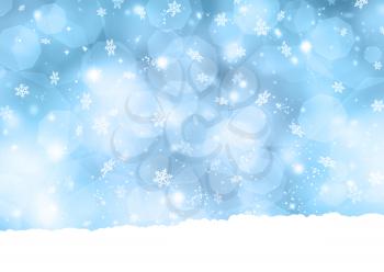 Snowflake background with bokeh lights and stars