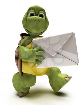 3D render of a Tortoise with a white envelope