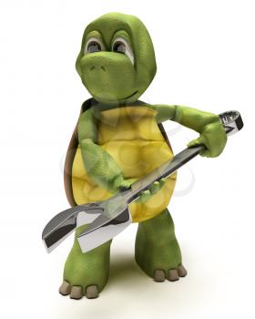 3D render of a Tortoise with a spanner