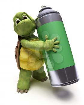 3D render of a Tortoise with a spray can
