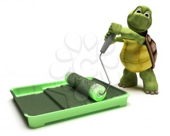 3D render of a Tortoise with paint roller