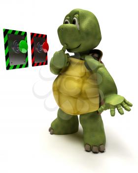 3D render of a Tortoise with a push button