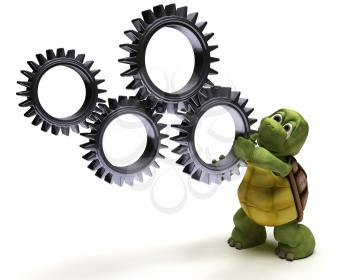 3D render of a Tortoise with gears