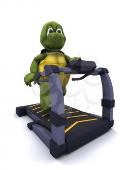 3D Render of a Tortoise running on treadmill