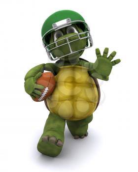 3D Render of a Tortoise running with an american football