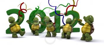 3D render of a Tortoises Bringing the new year in