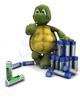3D render of a tortoise with batteries