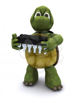 3D render of a tortoise with a micro chip
