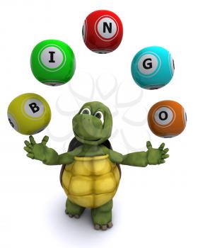 3d render of a tortoise with bingo balls