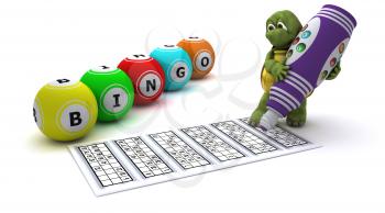 3d render of a Tortoise playing bingo