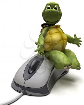 3D render of a Tortoise with a computer mouse