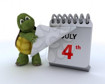 3D render of a tortoise with a calendar