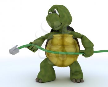 3D render of a tortoise with RJ1 cable