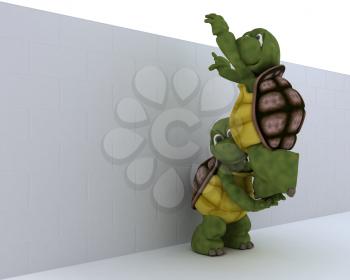 3D render of a tortoise with jigsaw puzzle