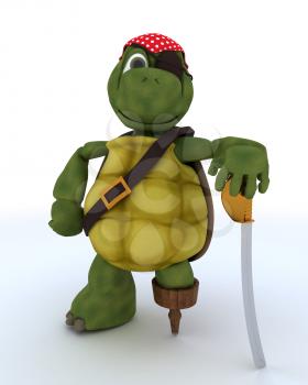 3D render of a Tortoise dressed as a pirate
