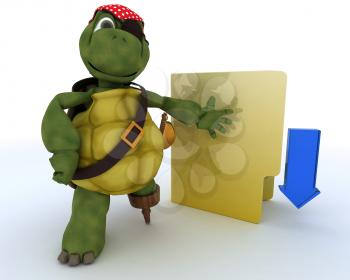 3D render of a Pirate Tortoise depicting illegal downloads