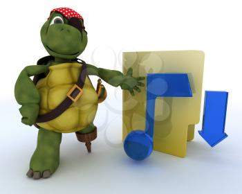 3D render of a Pirate Tortoise depicting illegal music downloads