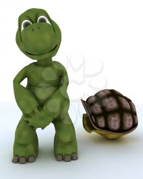 3D Render of a Tortoise caricature out of their shell