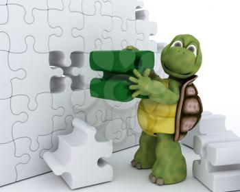 3D Render of a Tortoise with jigsaw puzzle