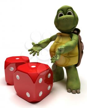 3D Render of a Tortoise with dice
