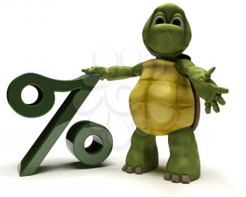 3D Render of a Tortoise with percentage symbol