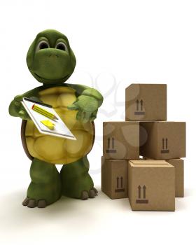 3D render of a tortoise delivering a parcel