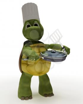 3D render of a Tortoise Caricature as a Chef