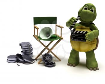 3D render of a tortoise with a directors chair