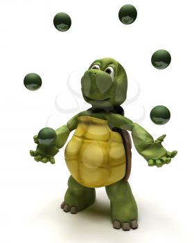 3D render of a Tortoise juggling balls